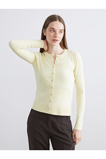 LC Waikiki Sari Crew Neck Women's Knitwear Cardigan