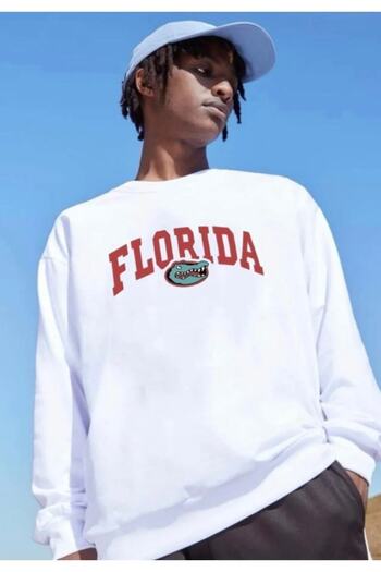 Pisa Art Φούτερ με στάμπα Unisex Oversize White Crew Neck Florida