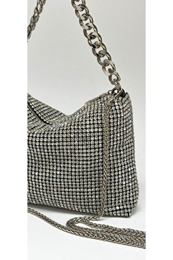 NAZART Women's Luxury Stone Diamond Black Evening Dress Clutch Chain Strap Hand Wedding Engagement Evening Bag