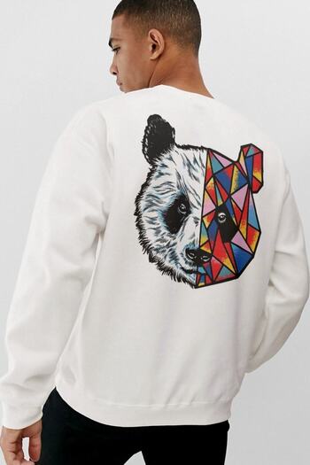 Pisa Art Oversize Panda εμπριμέ λευκό φούτερ