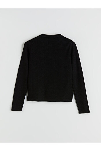 LC Waikiki Black Crew Neck Women's Knitwear Cardigan