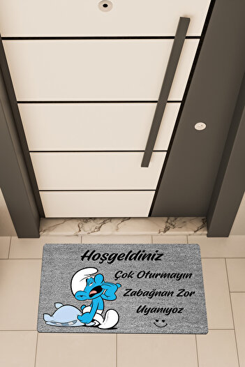 Dormot High Quality Digital Printing Gray, Sleepy, Bringing Stress Is Forbidden Themed Door Mat