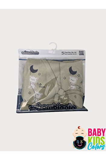 baby kids colors Set of 5 in a Teddy Bear Embroidery Bag Made of Corduroy