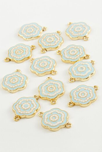 ZERO LAND Msa-Shop Flower Double Handle Enamel Bracelet and Pendant Apparatus 1 Piece-Light Blue