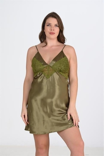 pemmagaza Lesca Large Size Khaki Nightgown 2104