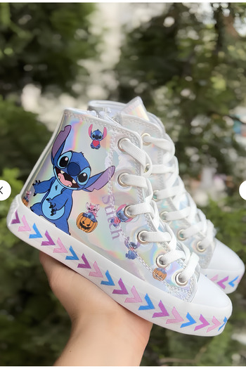 NS Little Stiç, Tenis pentru fete cu imprimeu Stitch, ortopedic, fund plat.