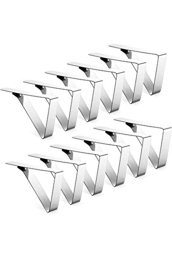 OEM Set 12 tablecloth fixing clips, stainless steel, 7.7x4.5x1.2 cm, Silver
