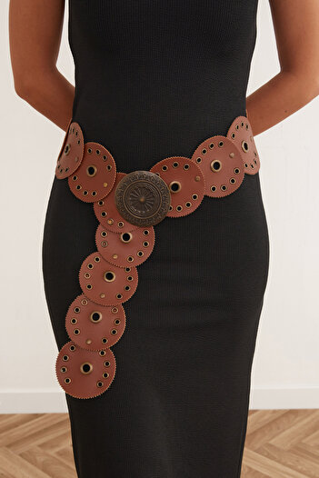 Fulla Moda Eyelet Detailed Metal Buckle Belt