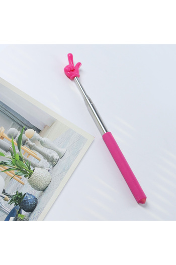 Choice Rose Red 1Pc Retractable Teacher Pointer Finger Design StainlessSteel Telescopic School Teaching Poi
