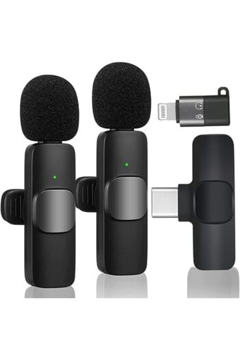 Generic NEW Compatible Wireless Lavalier Microphone for iPhone iPad, 2 Professional Wireless Lavalier Microp