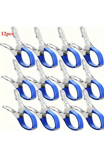 Choice blue-12pcs 12pcs Durable Stainless Steel Pool Cover Clips with Blue Plastic Handle - Suitable for Gr