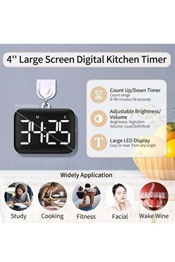 COOYA Digital Kitchen Timer,Magnetic with Large LED Display,2 Brightness,Loud Volume,Easy for Home Use