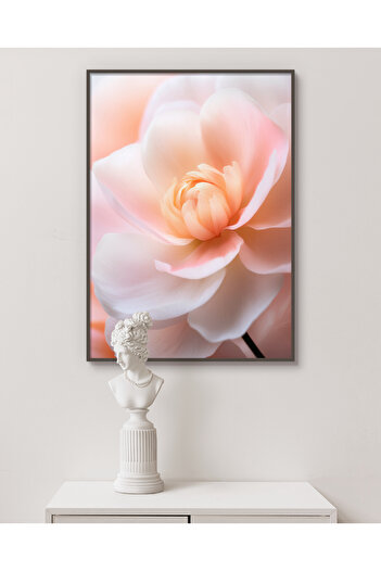 Rosaart Metal Framed Real Glass Table, Digital Printing, Pink Flower, Living Room, Office, Living Room Table