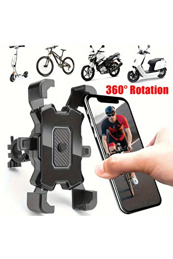 FIXATO Phone Holder for Motorcycle/Scooter 360° Rotation, Black, Handlebar Mount,