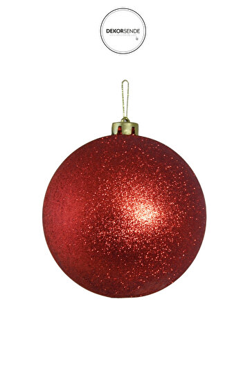 Dekorsende New Year's Ornament Glitter Ball Red 25 cm