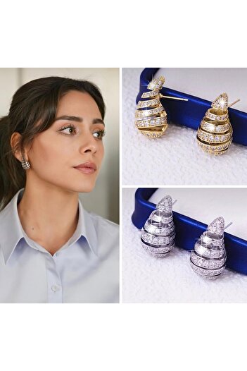 BY YASİN TOPÇU Steel Strip Spiral Drop Earrings