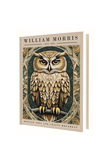 DEFFTER 14X20 Gold Owl (William Morris) Hard Cover Striped Notebook 96 Yp