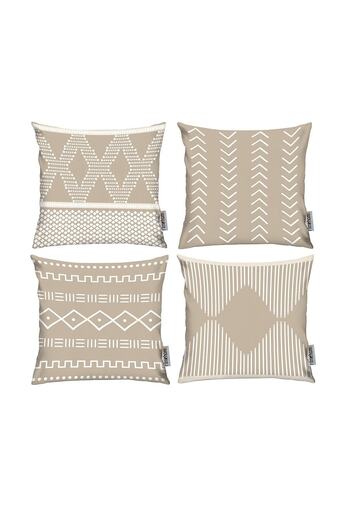 RİTMOHOME Nordic, Cozy, Bohemian, Modern Double Side Printed 4-Piece 43X43 Throw Pillow Cover Cream, Mink