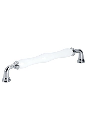 Porcellana Perla Porcelain Handle Cabinet Drawer Furniture Kitchen Handle Sapphire 160Mm-White-Chrome-Stk0799