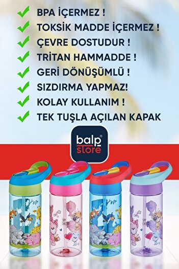 Vagonlife Balpstore Green 500 ml Tritan Water Bottle/flask with Straw - 0301