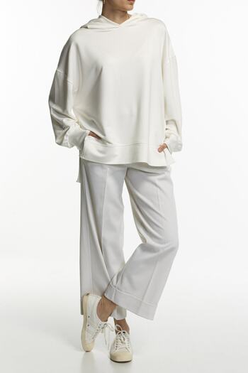 BASIC&CO Nova Hooded Oversize Ecru Sweatshirt