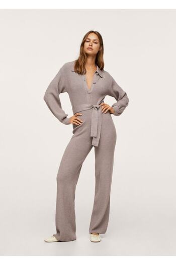 MANGO Woman Belted Long Jumpsuit
