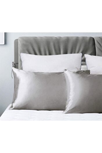 METİNEV Silver Color Cotton Satin Pillow Case