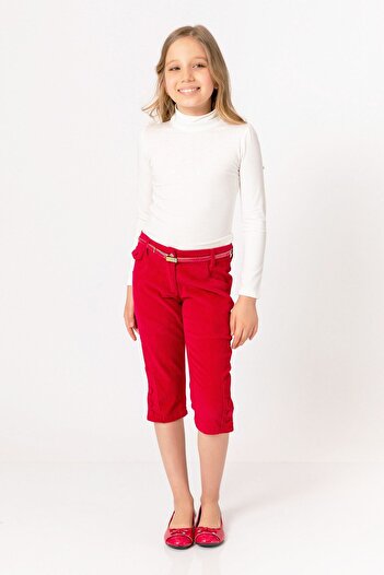 incity Girl's Pink Velvet Capri