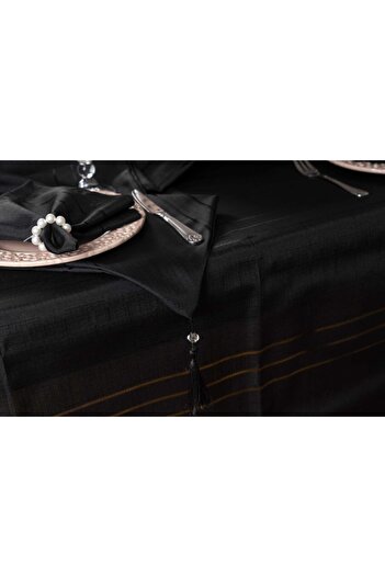 Cardea Colber 12-Person 26 Piece Black Tablecloth Set