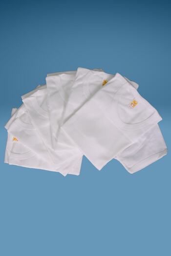 FAAL 339X6 Boy's 6-Pece 100% Cotton Rib Half Sleeve 0 Φανελάκι γιακά-Λευκό