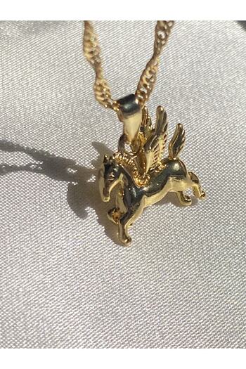 Harlofia Jewelry Altın Kaplama Minimal Kanatlı At Pegasus Kolye