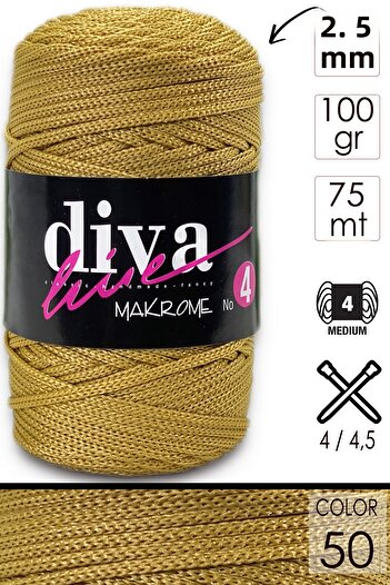 Diva İplik Diva Macrame Twine Thick (NO:4) 50 Gold.