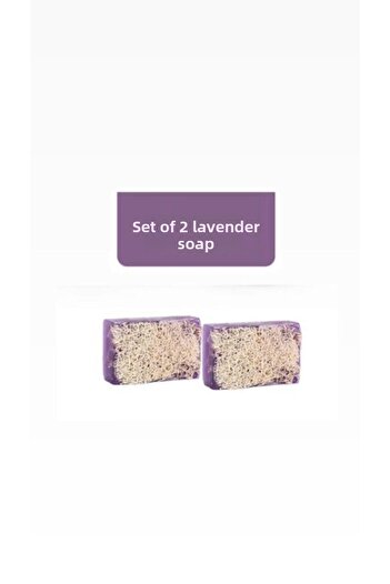özden Gizem 100% Handmade Natural Pumpkin Fiber Lavender Soap Set of 2 240 Gr