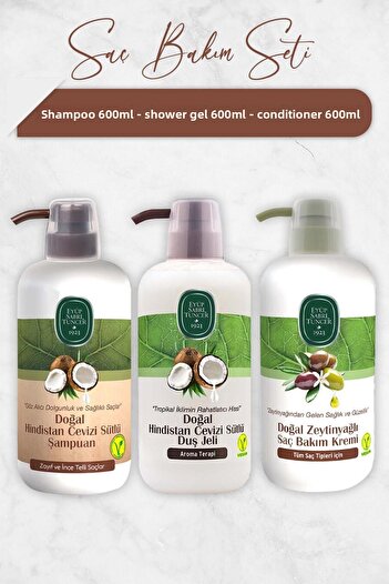 Eyüp Sabri Tuncer Coconut Milk Shampoo - Shower Gel and Conditioner Set