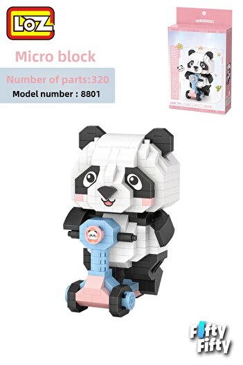 Vagonlife مجموعة بناء لعبة LOZ Micro Block Series Panda مكونة من 320 قطعة FFLZ-8801