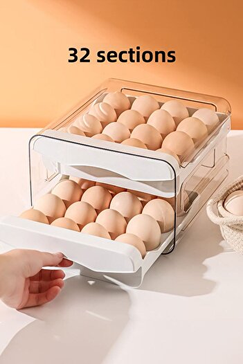 Chavin 32 Compartment Plastic Egg Holder Fridge Organizer Egg Storage Drawer