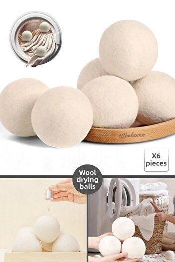 Tilbe Home 6Pcs Laundry Wool Dryer Balls XXL Large Size Natural Softener Laundry Dryer Balls