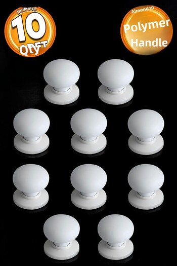 Badem10 Polymer Button White Top Furniture Kitchen Drawer Cabinet Cabinet Door 10 Pieces Handle Handle Handles