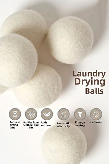 Tilbe Home 6Pcs Laundry Wool Dryer Balls XXL Large Size Natural Softener Laundry Dryer Balls