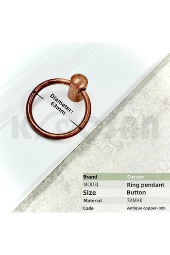 KOÇSAN Ring Pendulum Antique Copper Button Handle Luxury Country Kitchen Furniture Cabinet Drawer Handle
