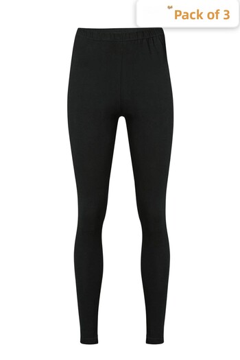 Şahin Women's Long Lycra Black Tights - Economical Pack of 3