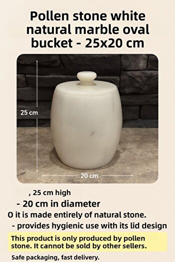 Polen Stone White Natural Marble Oval Bucket – 25X20 cm