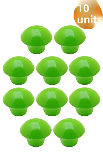 Badem10 Mushroom Button Metal (Green) Round Children's Room Furniture Kitchen Drawer Cabinet 10 Pieces Handle Handle