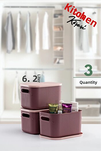 Mutfak Köşesi Terra 3 τεμάχια 6,2 Lt Organizer Box με καπάκι, Διακοσμητικό κουτί αποθήκευσης