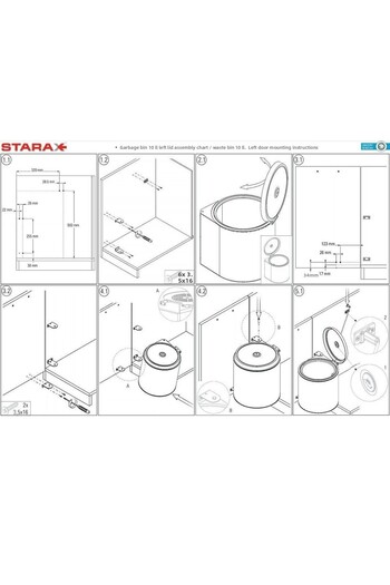 STARAX Copy - Stainless Chrome Steel 10 Liter In-Cabinet Trash Can S 2251 Ss