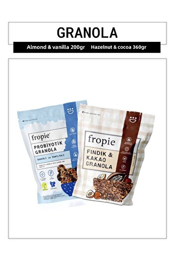 FROPİE Fropie Almond Vanilla and Hazelnut Cocoa Granola Package