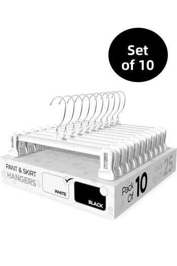 FULLTREND White Latched 10-piece Trousers and Clothes Hangers Set