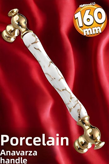 Badem10 Anavarza Real Porcelain Gold White 160 mm Furniture Kitchen Drawer Cabinet Handle Handle Handles