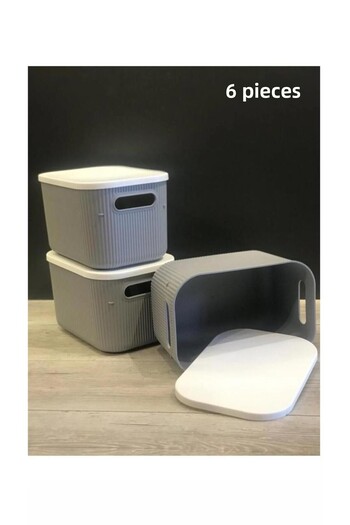 Bayev 6 Pieces 6Lt Gray Multi-Purpose Closet Organizer Box with Lid