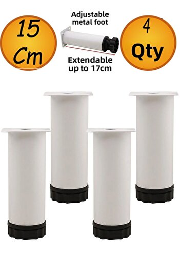 NUBLADO Bro Adjustable Furniture Sofa Armchair Metal Support Riser Leg 15 cm White Legs 4 Pcs.